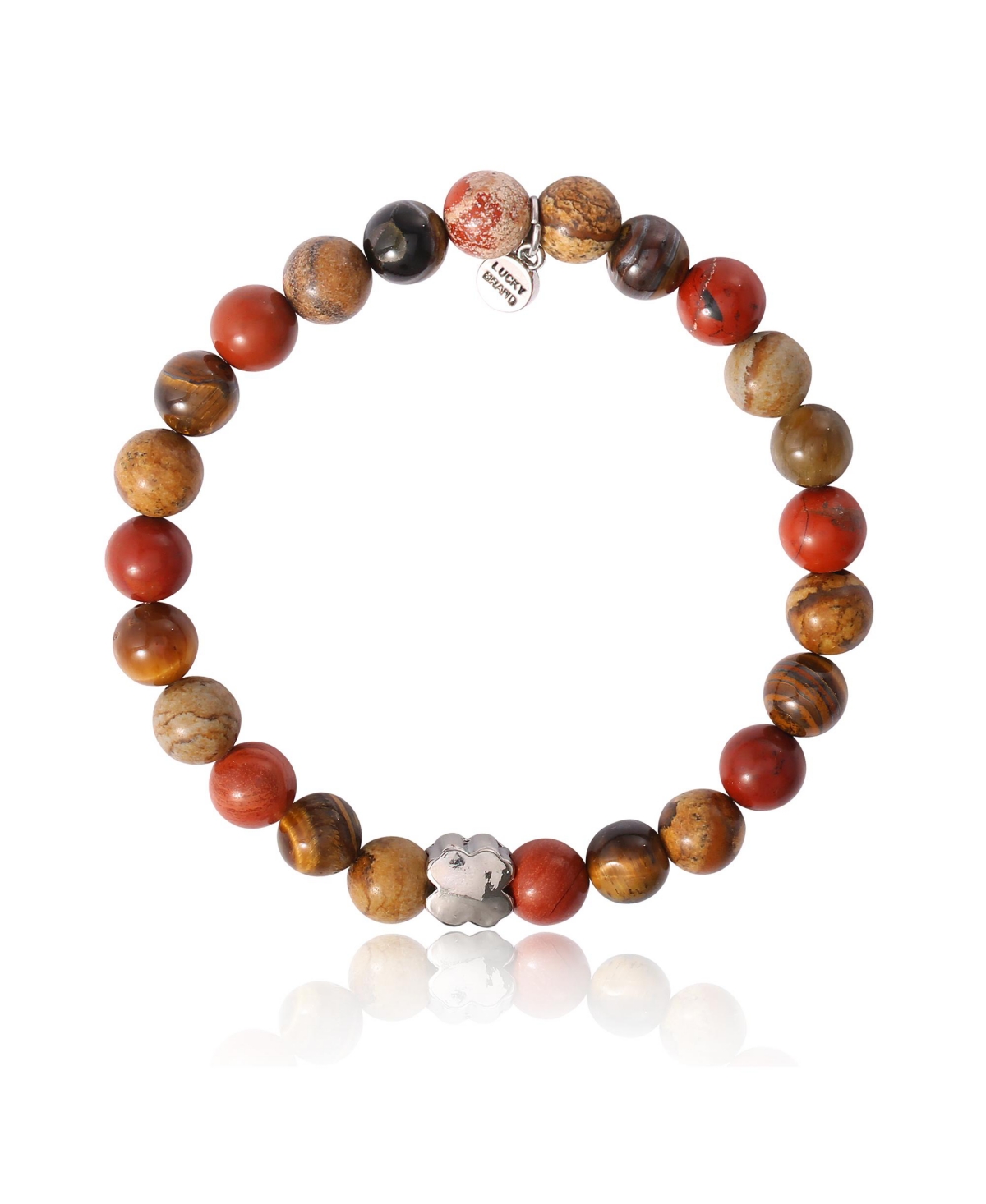 Jasper Stone Beaded Stretch Bracelet - Natural Stone Jewelry for Men - Black, brown