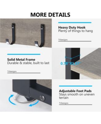 Coat Rack Set and Industrial Shoe Bench, 3 Storage Cubbies, 7 Hooks for Entryway, Hallway, 5-in-1Design