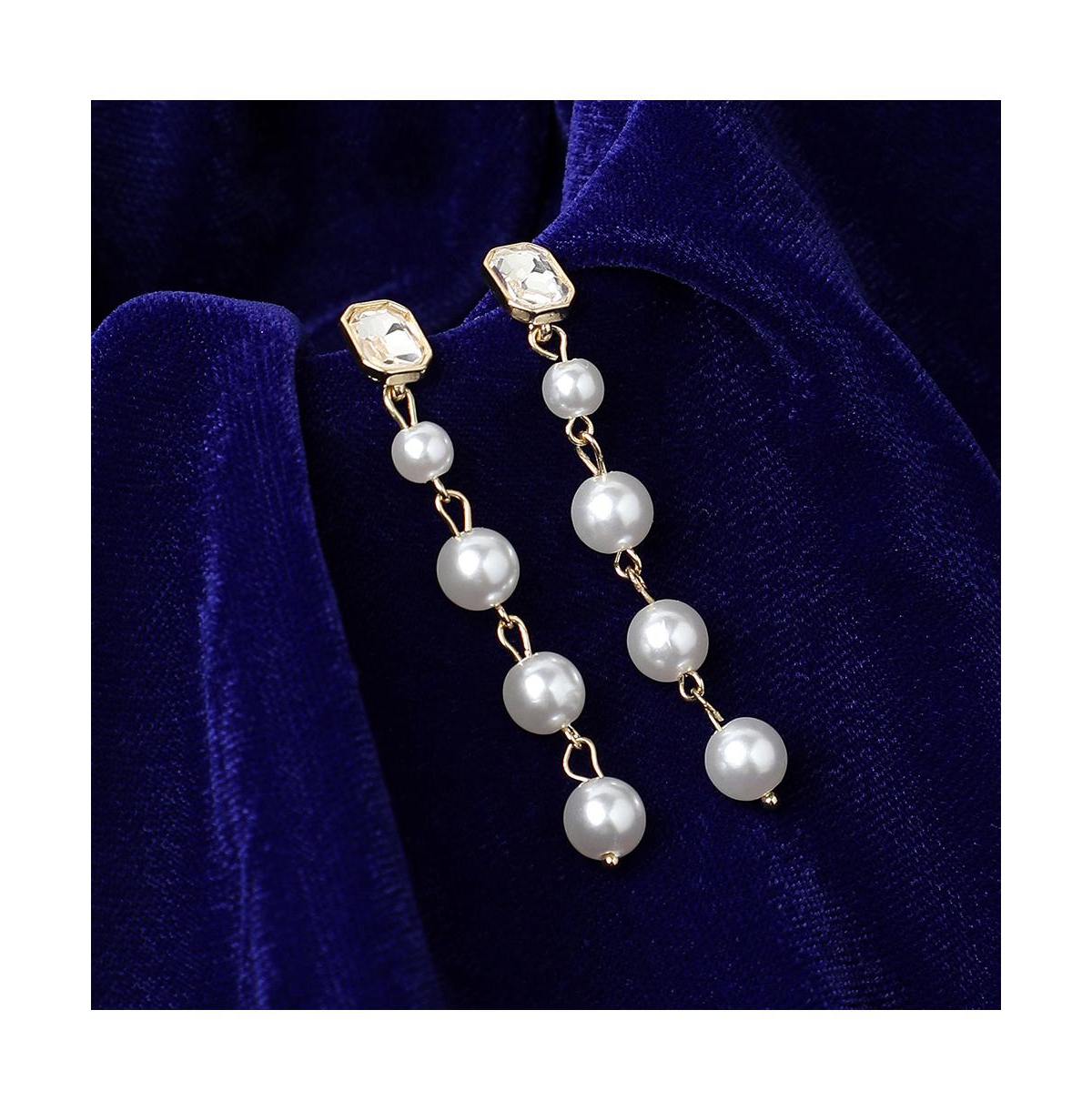 Sohi Women's Pearl Strand Drop Earrings In White