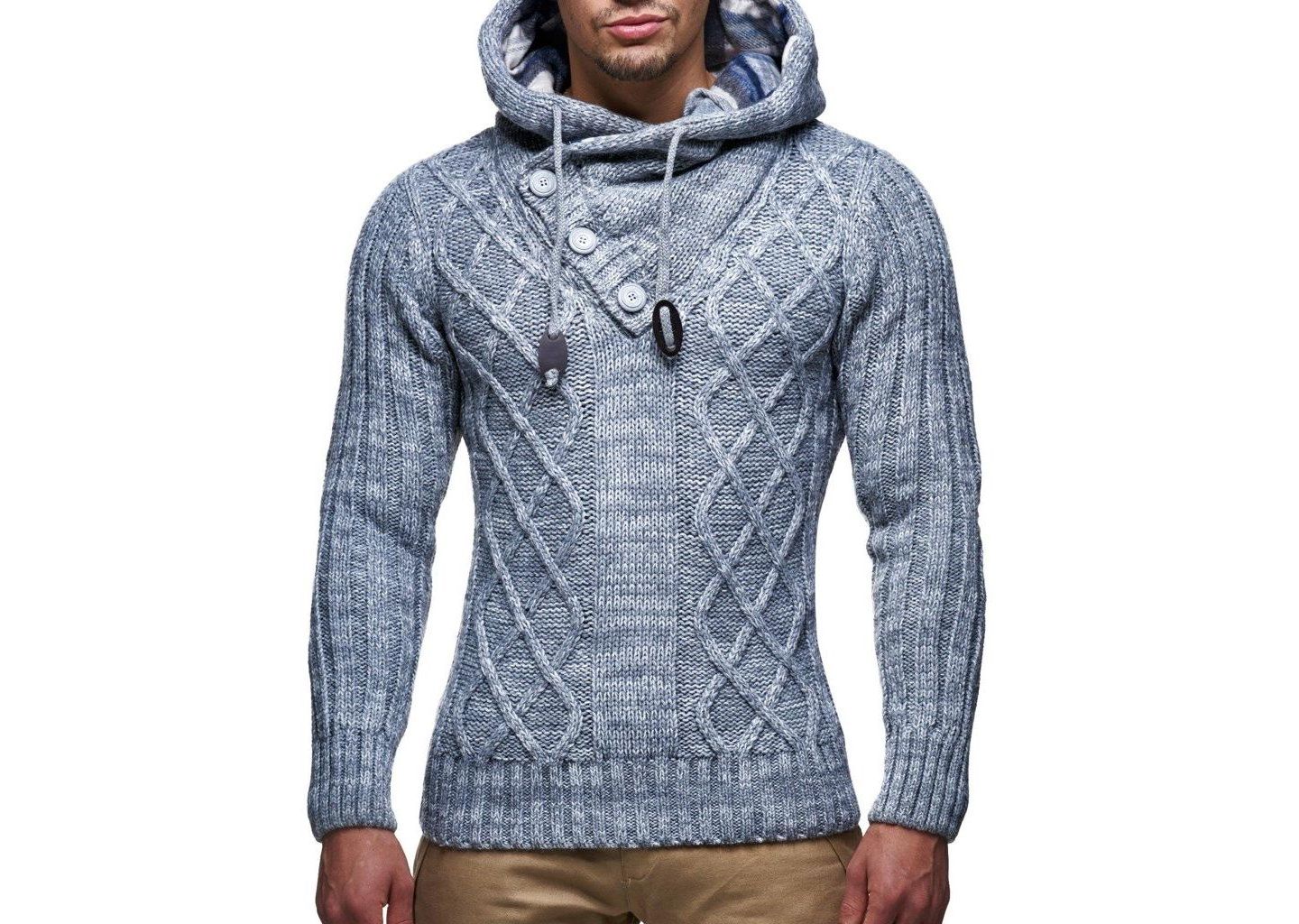Мужское худи Leif Nelson Men s Knitted Pullover Long-Sleeved Slim fit Basic Winter -Sweater for Men, цвет: Антрацитовый — фото 2