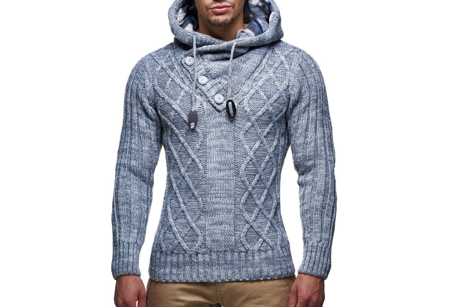 Men s Knitted Pullover | Long-Sleeved Slim fit Hoodie | Basic Winter Hoodie-Sweater for Men