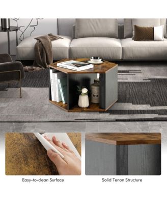 2PCS Coffee Side End Table Nightstand Hexagonal for Living Office Coffee Room