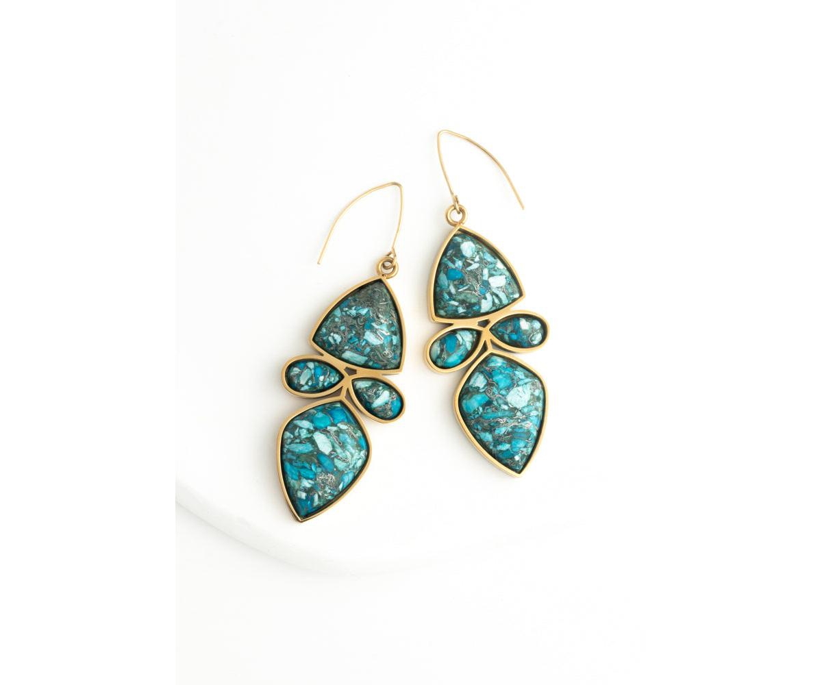 Celestial Cascade Emperor Stone Earrings - Glittering imperial stone