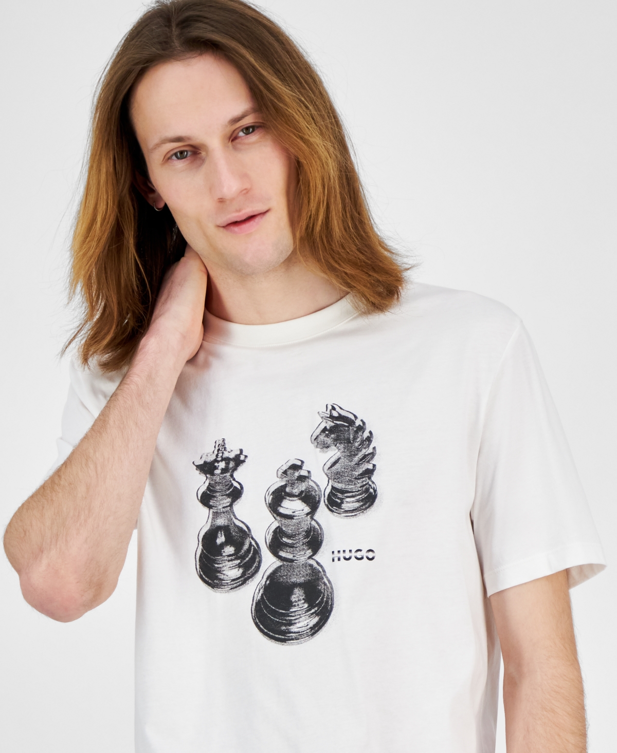 Hugo Boss Men's Short Sleeve Crewneck Chess Graphic T-shirt In White