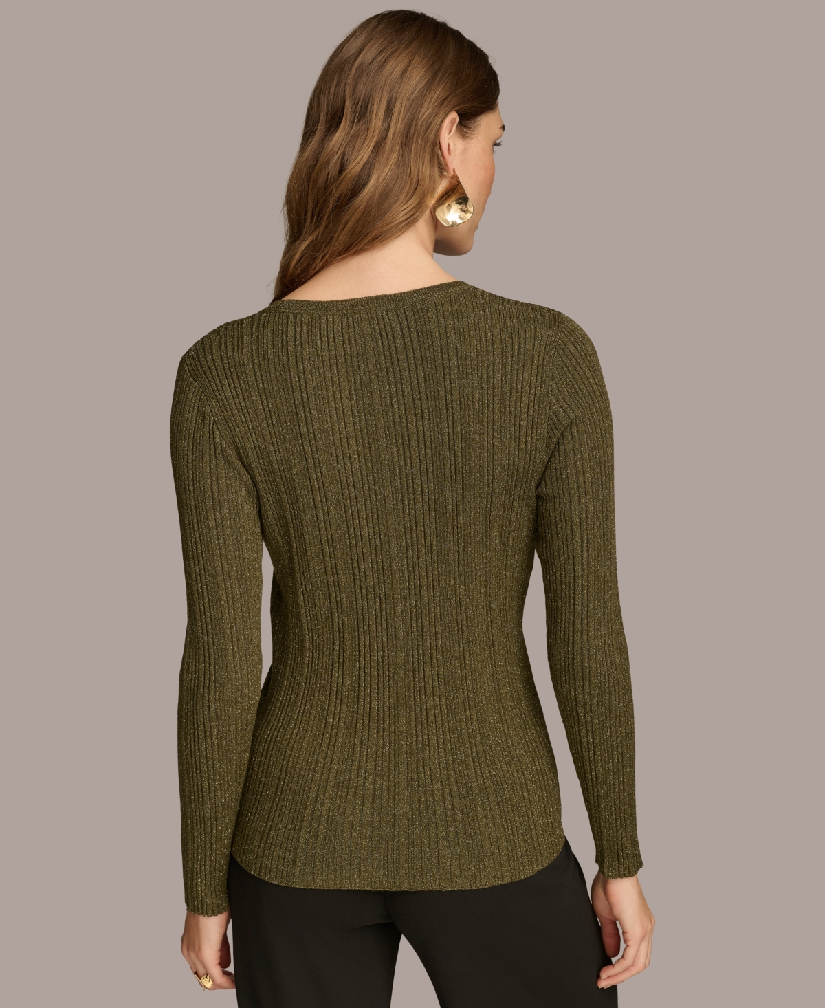 Donna Karan New York Women's Metallic Multi-Ribbed Sweater