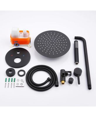 Wall-Mounted Shower Faucet Combo Set - 10" Rainfall Shower Head & Handheld, Matte Black Finish