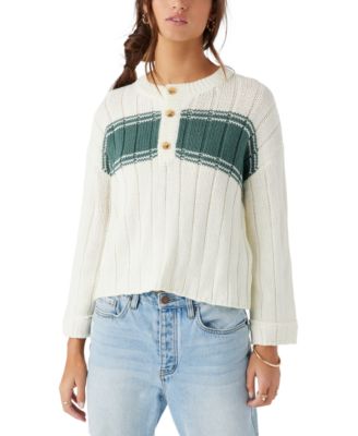 O'Neill - Juniors' Oceanfront Stripe Henley Sweater