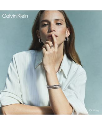 Stainless Steel Wavy Triple-Row Bangle Bracelet