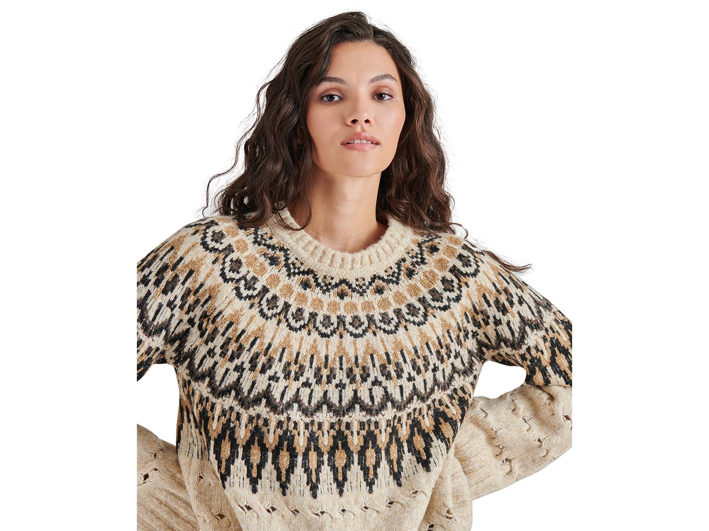 Женский свитер Steve Madden Suzette Fair Isle, цвет: Чёрный разноцветный — фото 4