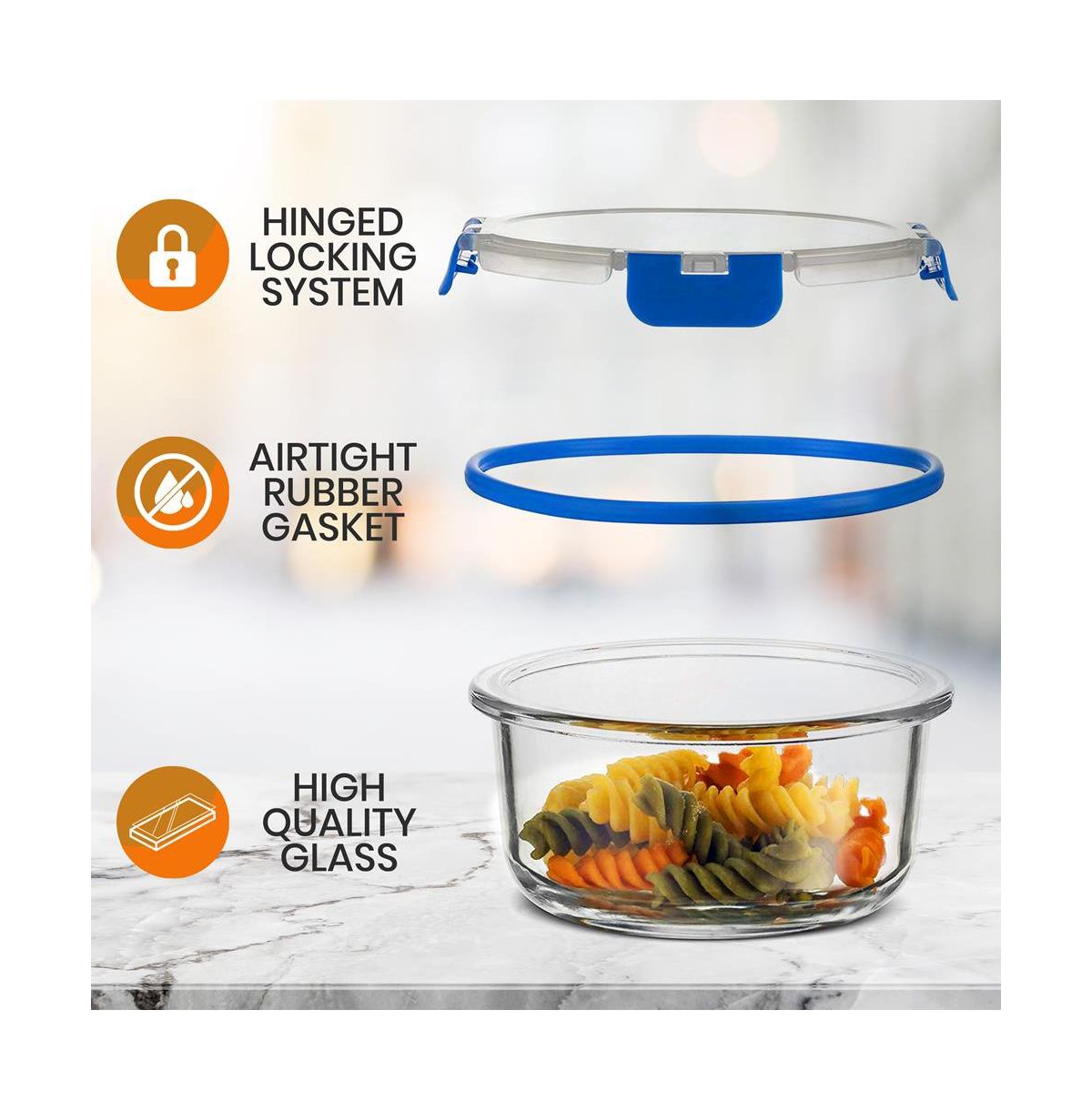 NutriChef 24-Piece Glass Food Storage Container Set with Bpa-Free Airtight Locking Lids, Assorted Ncglbu
