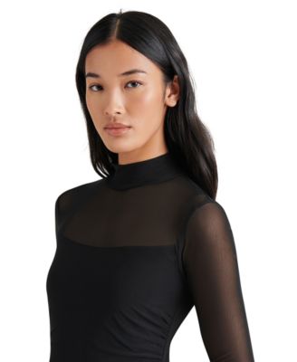Women's Blare Mesh Asymmetrical-Hem Midi Dress
