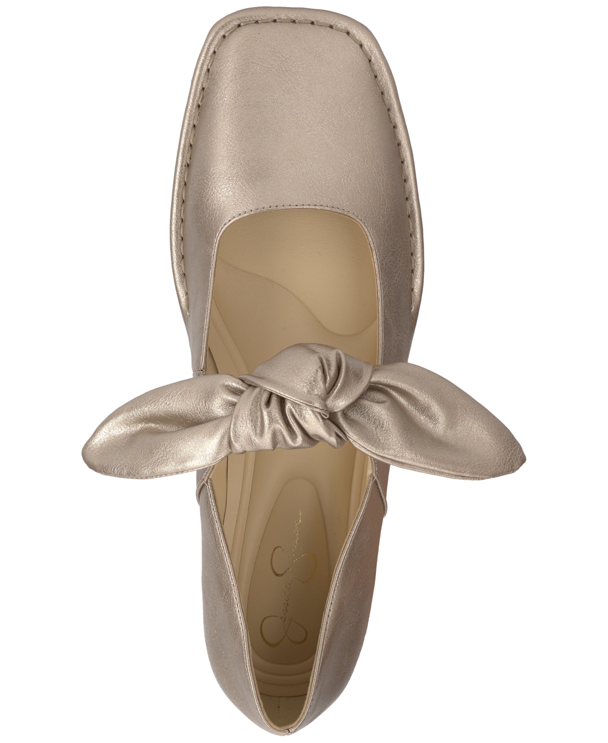 Jessica Simpson Women's Lysute Bow Knot Strap Ballet Flats In Gold Metallic