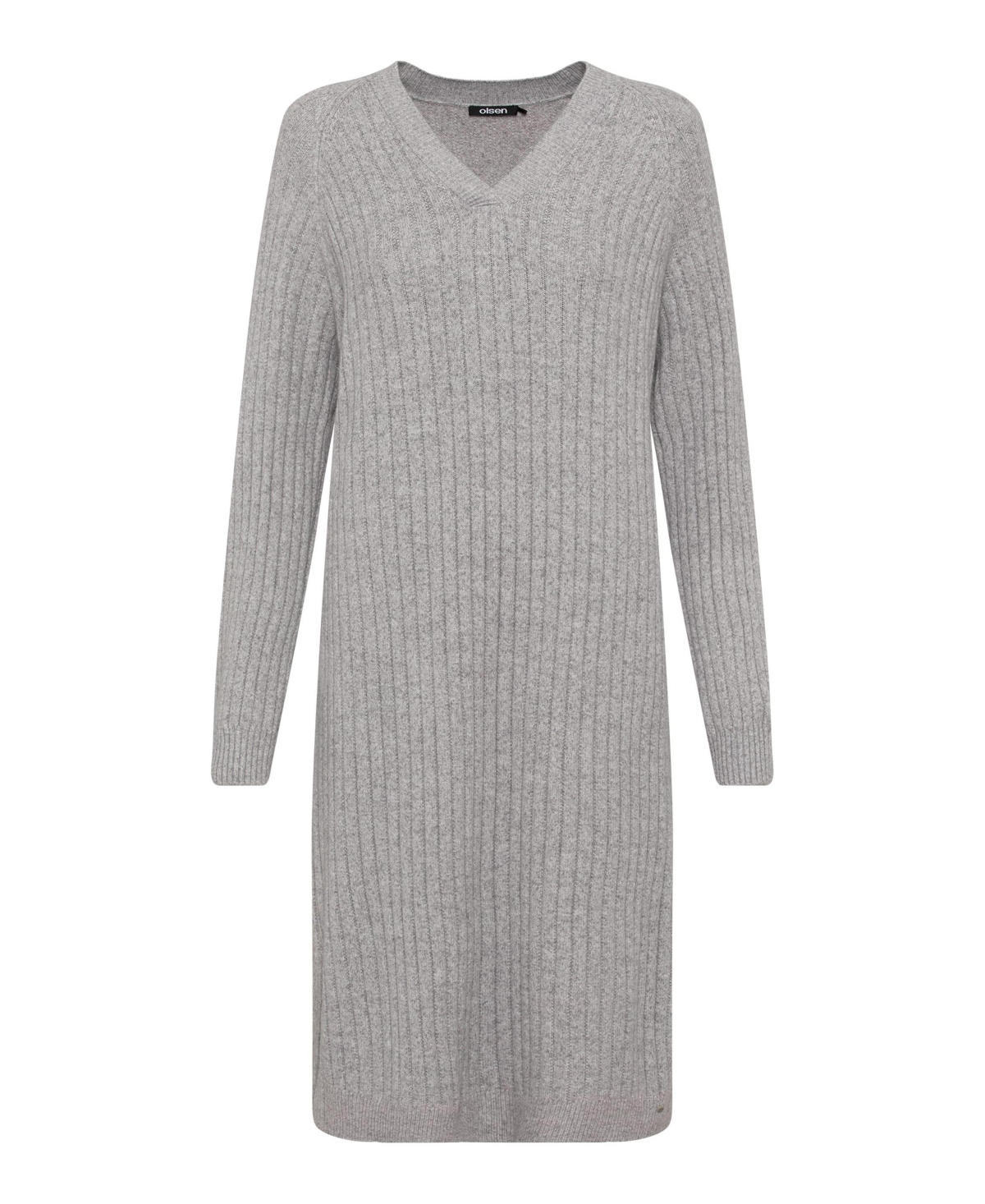Olsen Women's Long Sleeve Broad Rib Knit Midi Sweater Dress