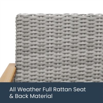 3 Piece Patio Set, 2 Lounge Chairs & 1 Coffee Table, Gray & Beige