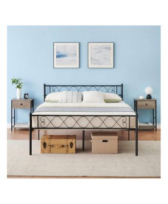 Twin/Queen Size Platform Bed Frame With Headboard, Heavy Duty Mattress Foundation With Metal Slats Support, No Box Spring Needed, Under Bed Storage