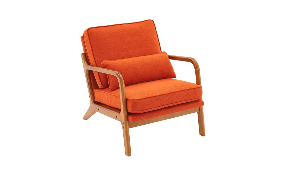 Slickblue Upholstered Single Lounge Chair, Stylish Indoor Accent Chair for Living Room - Orange