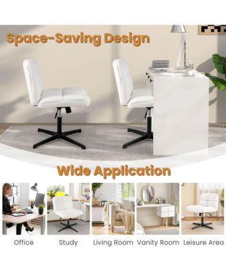 Armless Office Chair with Adjustable Height 360° Rotation Soft Faux Fabric Study