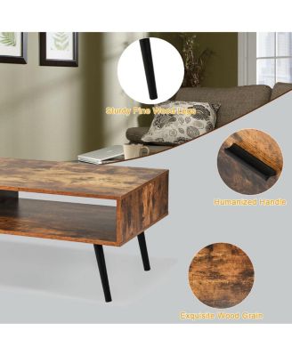35" MDF & Particle Board Retro Mid-Century Open Shelf Coffee Table