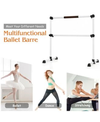 4 Feet Portable Ballet Barre with Adjustable Height-Gray