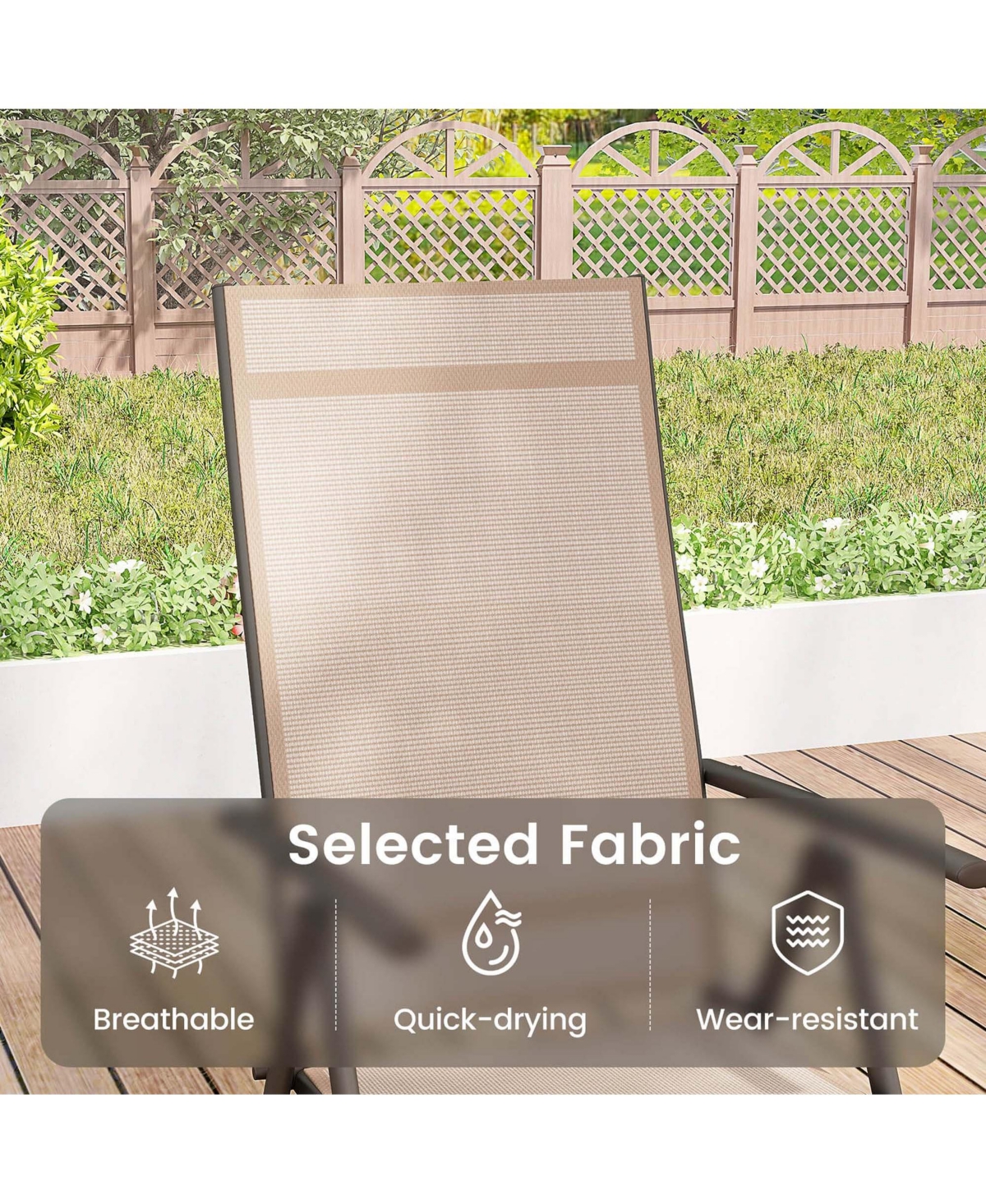 Costway 2 Pcs Patio Folding Dining Chair with 7-Level Adjustable High Backrest for Garden
