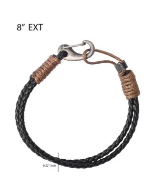 Black Braided Leather Bracelet - Rugged Men s Rope Bracelet