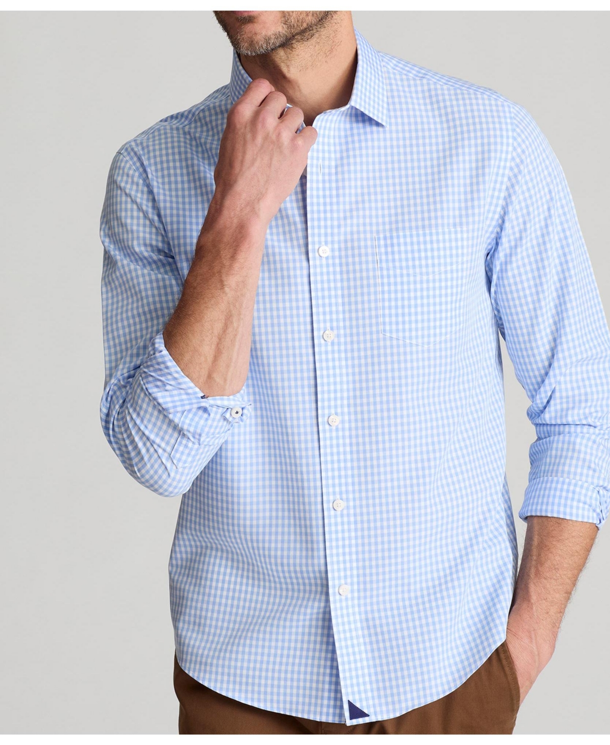 Men's Regular Fit Wrinkle-Free Lawrence Button Up Shirt - Blue