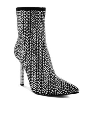 Gem Blaze Patterned Rhinestones Detail Stiletto Boots