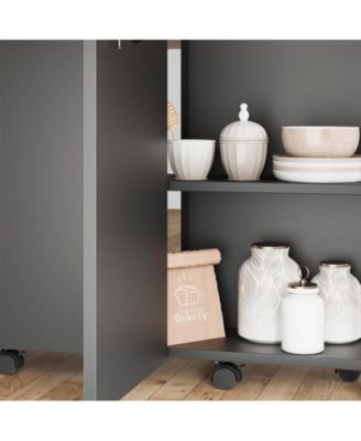 1 PC Wood Space Saving Folding  Dining Table with 2 Tier Storage-Extendable Drop Leaf Farmhouse Kitchen Dining Room Table