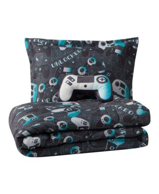 Next Level Dark Grey/Blue 3-Piece Microfiber Comforter Set - Twin