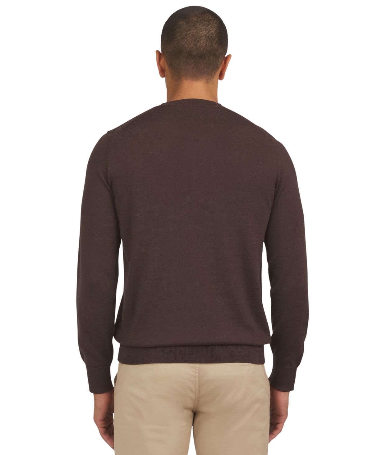 Ben Sherman Regular Fit Merino Wool Blend Sweater In Cocoa
