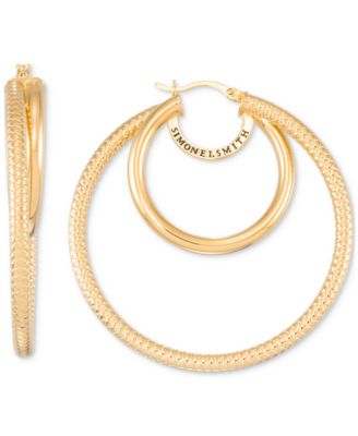 Simone I. Smith - Double Polished Hoop Earrings in 18k Yellow Gold Over Sterling Silver