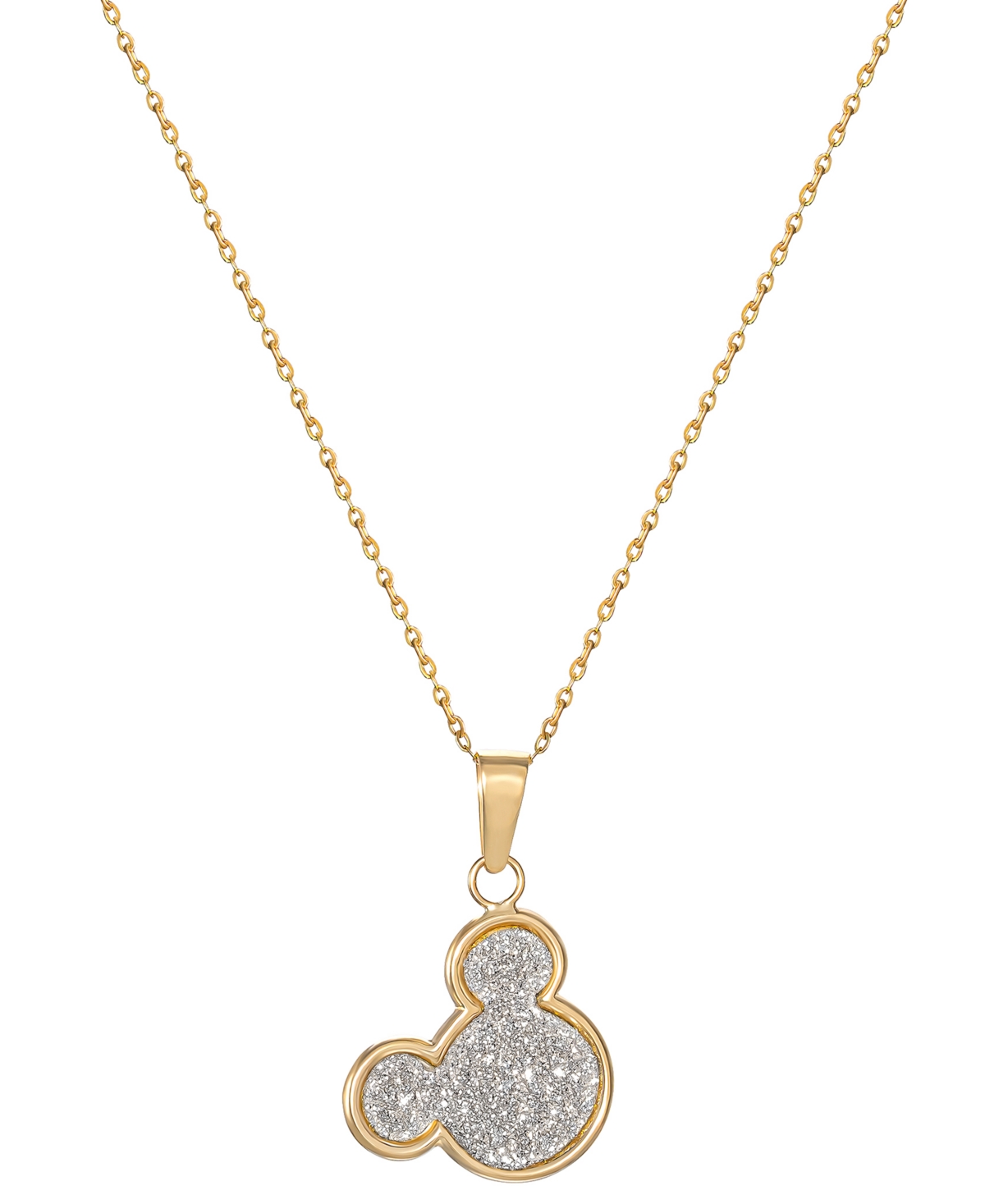 Mickey Mouse Glitter 15" Pendant Necklace in 10k Yellow Gold - Gold