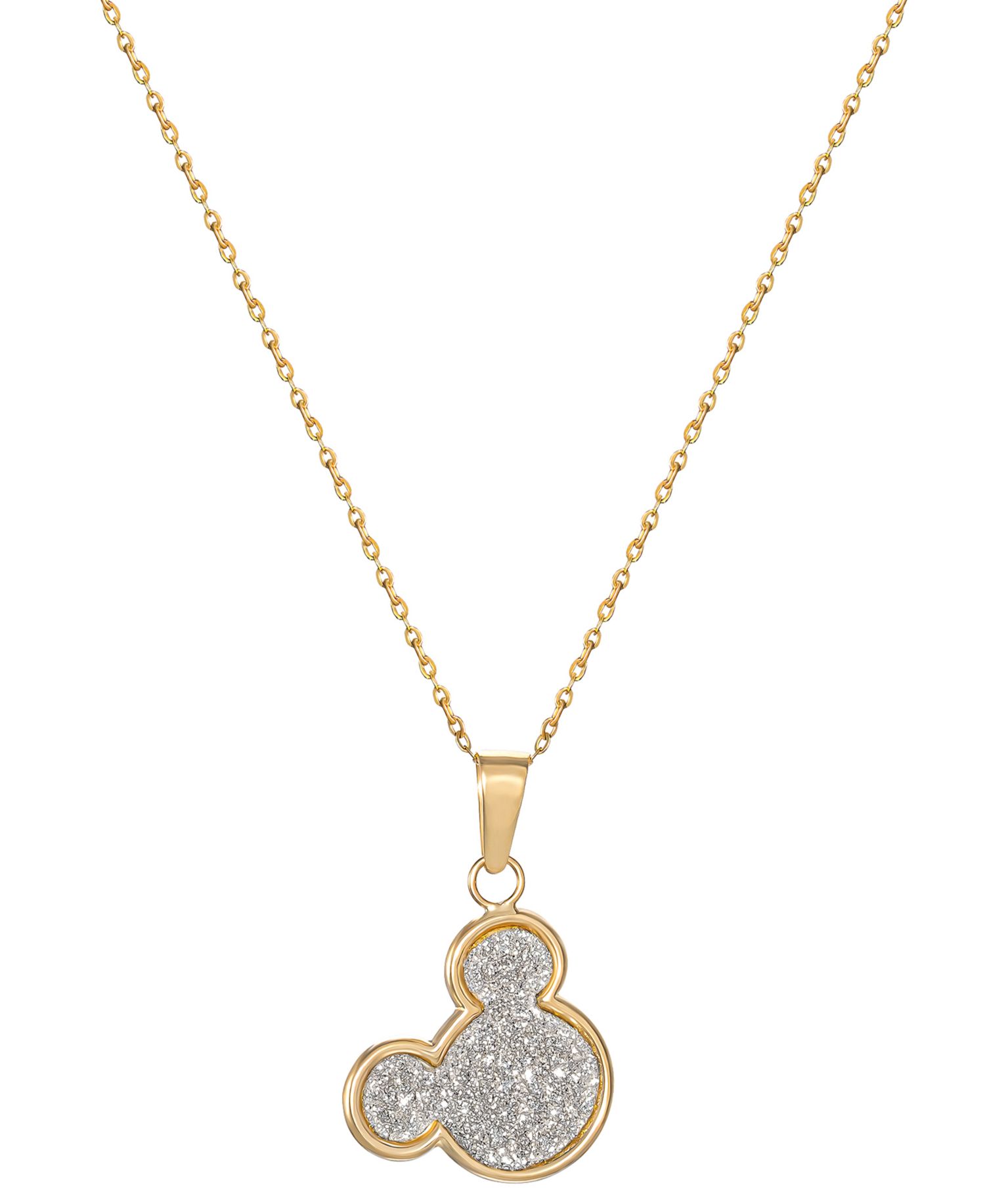 Mickey Mouse Glitter 15" Pendant Necklace in 10k Yellow Gold