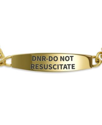 DNR-Do Not Resuscitate Identification Medical ID Miami Cuban Link Chain Bracelet Gold 2 Tone Steel