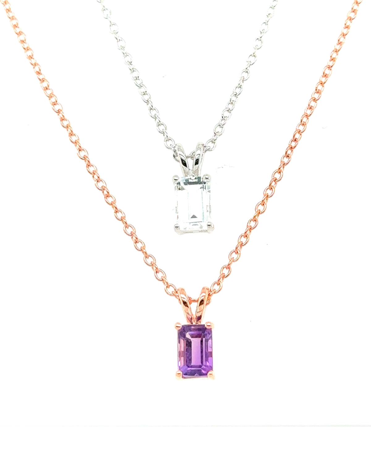 MACY'S 2-PC. SET RUBY (5/8 CT. T.W.) & WHITE TOPAZ (5/8 CT. T.W.) SOLITAIRE 18" PENDANT NECKLACES IN STERLI 