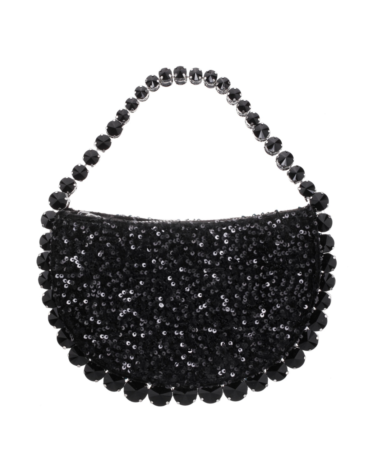 Graduated Crystal Trim Half Moon Clutch - Blue Ombre