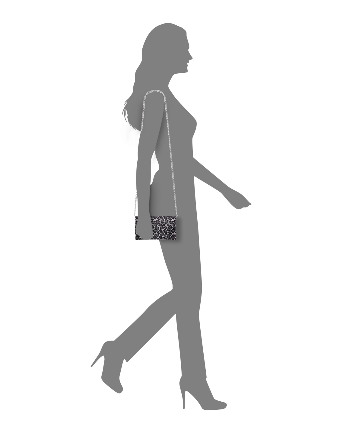 Nina Leopard Print All Over Crystal Envelope Clutch In Black Leopard