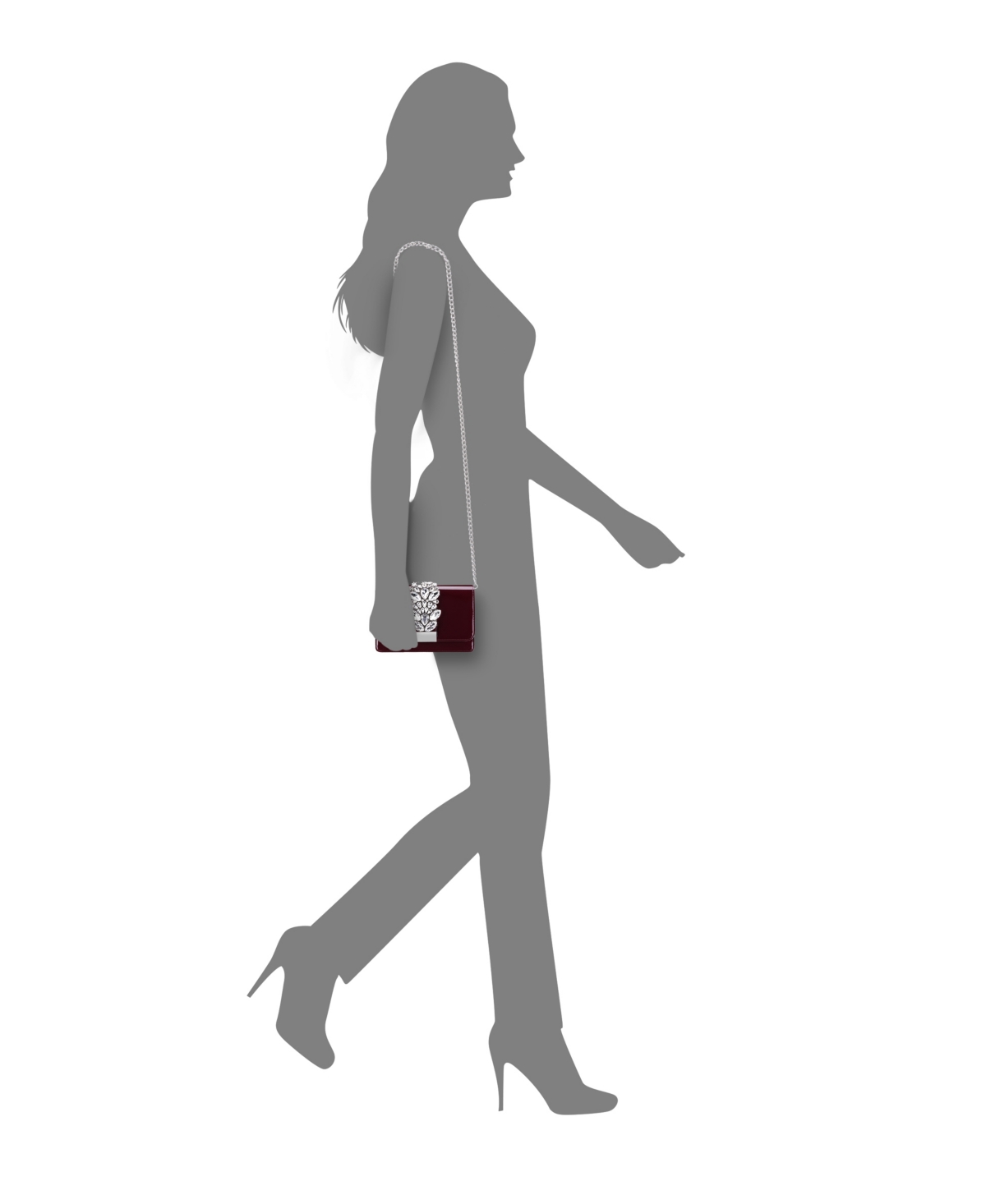 Shop Nina Crystal Embellished Patent Flap Clutch In Bordeaux