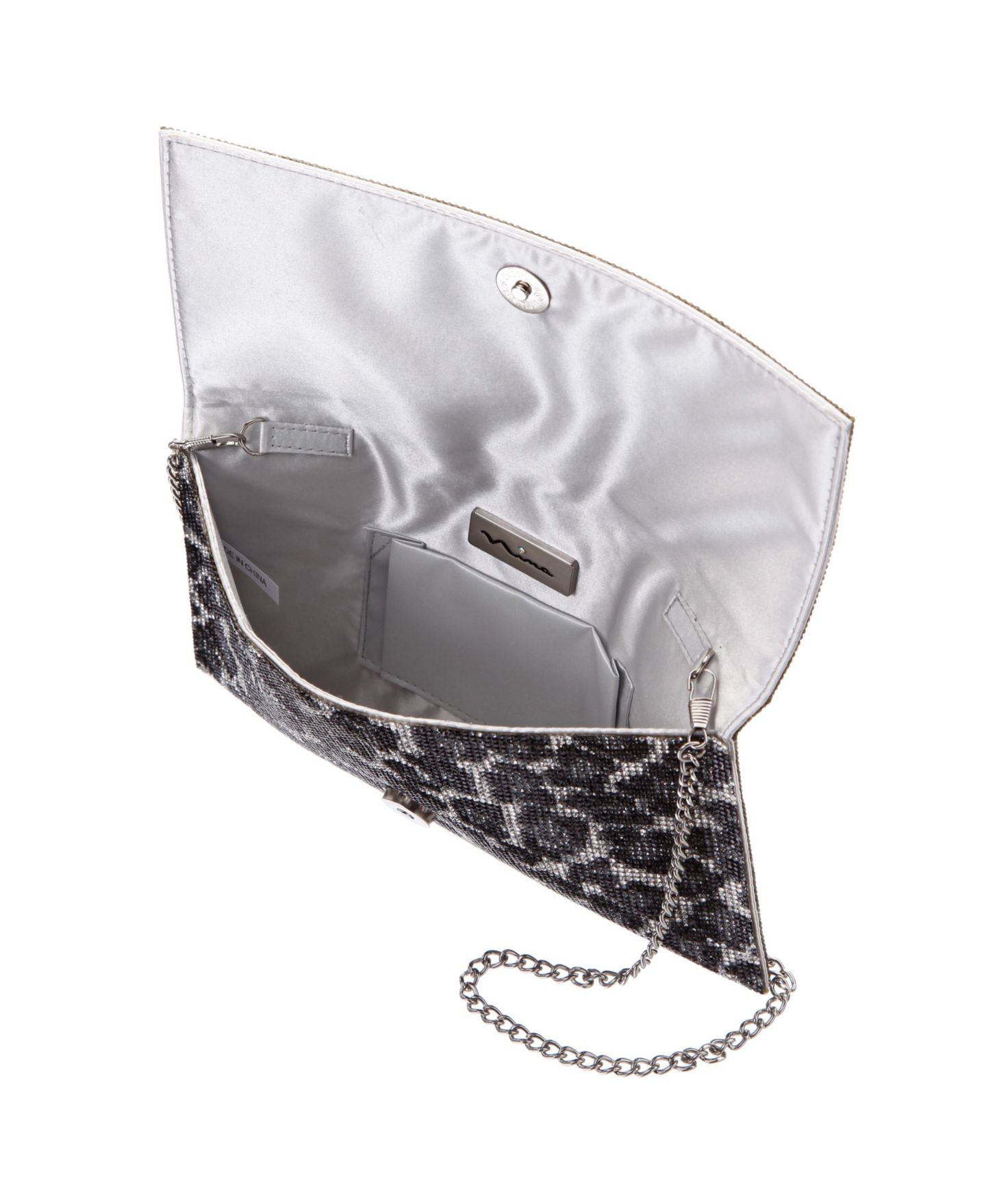 Женский клатч Nina Leopard Print All Over Crystal Envelope Clutch, цвет: Чёрный леопардовый — фото 4