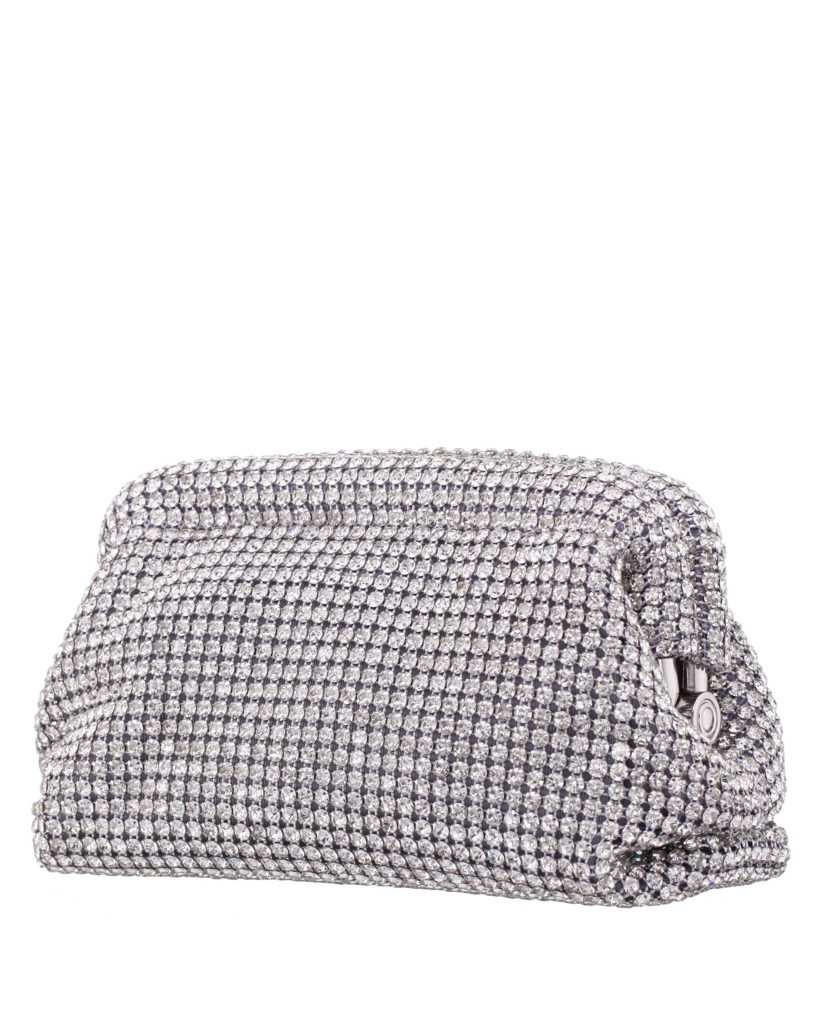 Shop Nina All Over Crystal Frame Magnet Clutch In Silver