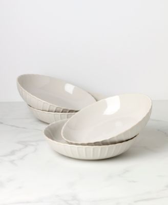 French Perle Scallop Dinner Bowls, Set of 4