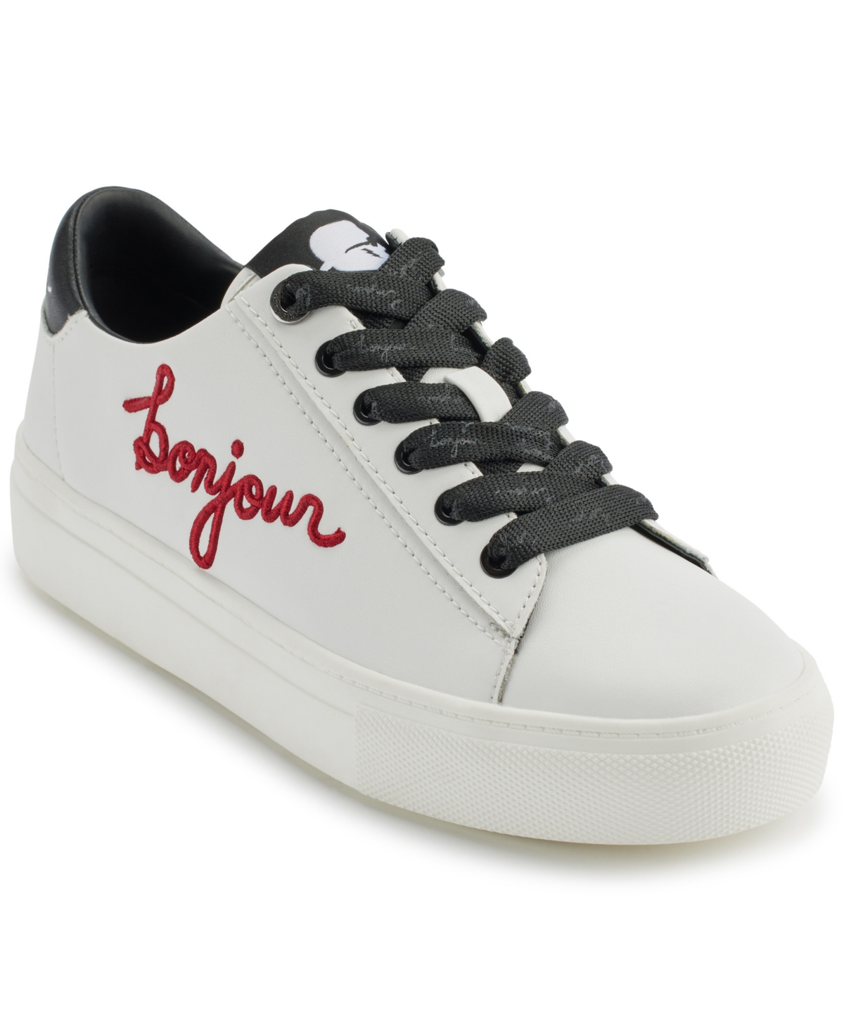 Karl Lagerfeld Women's Cate Sayings Lace Up Sneakers In Bright White,red Plum