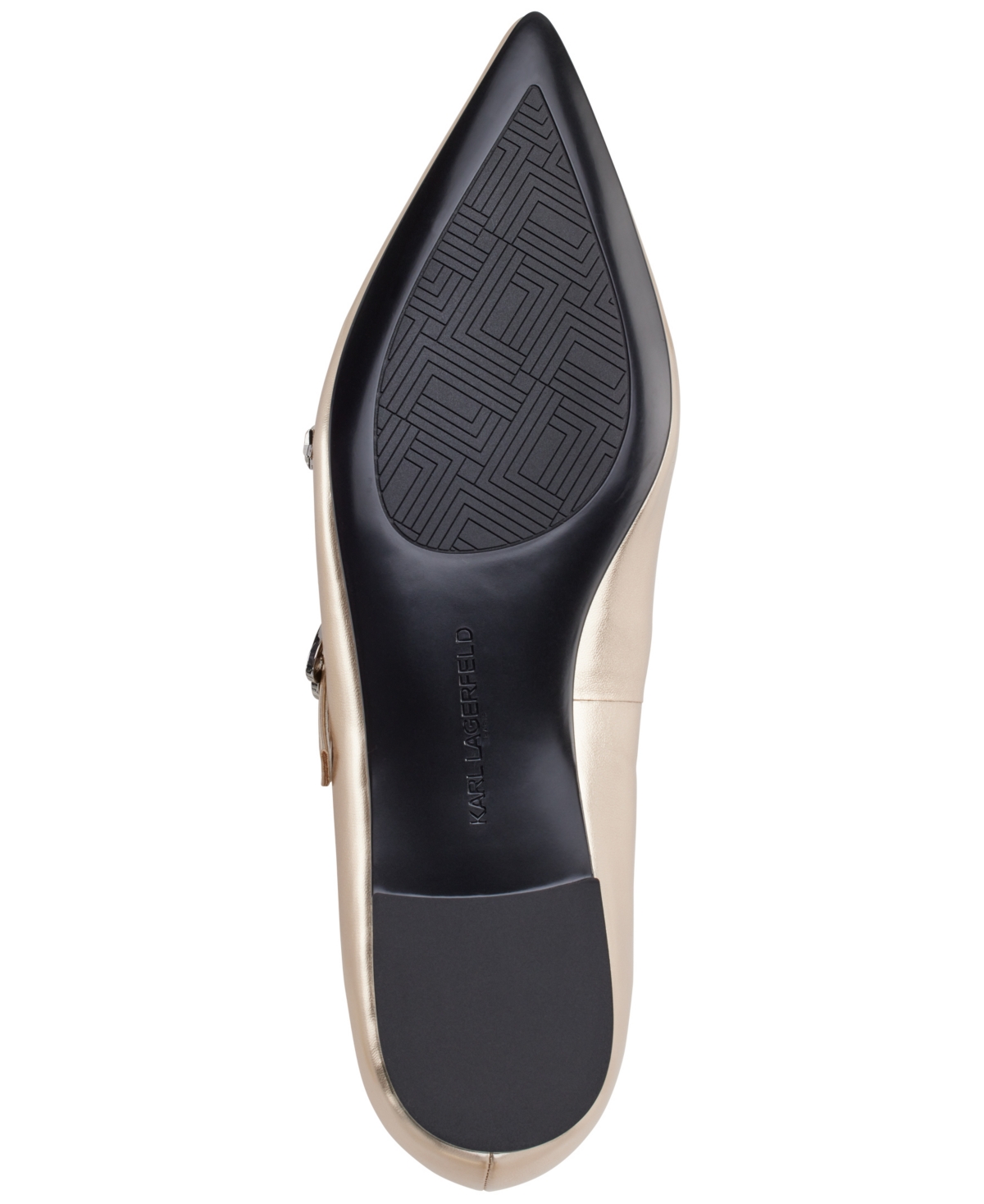 Karl Lagerfeld Paris Veyda Pointed Toe Mary Jane Flat In White Gold