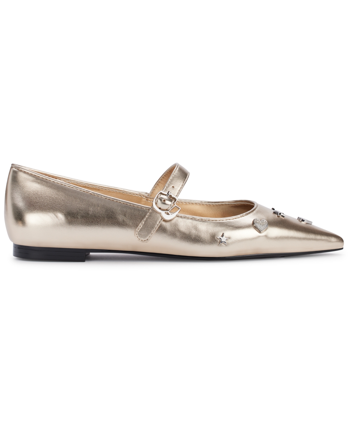 Karl Lagerfeld Paris Veyda Pointed Toe Mary Jane Flat In White Gold