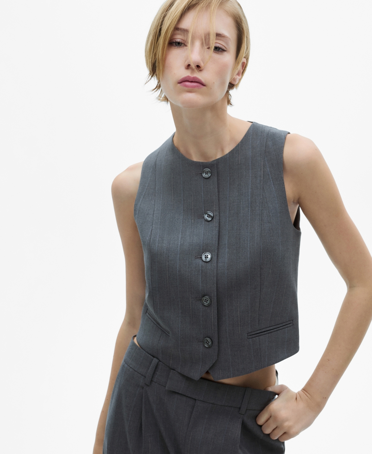 Mango Women's Pinstriped Suit Vest