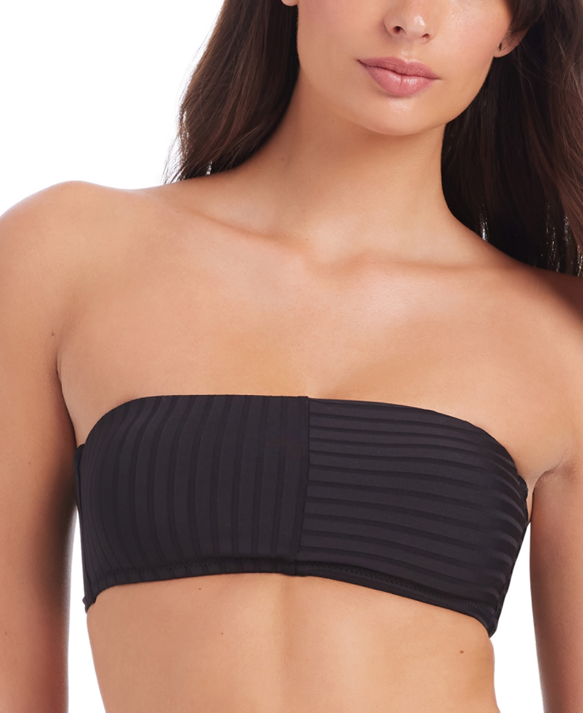 Women's Refresh Rib Bandeau Bikini Top - Black