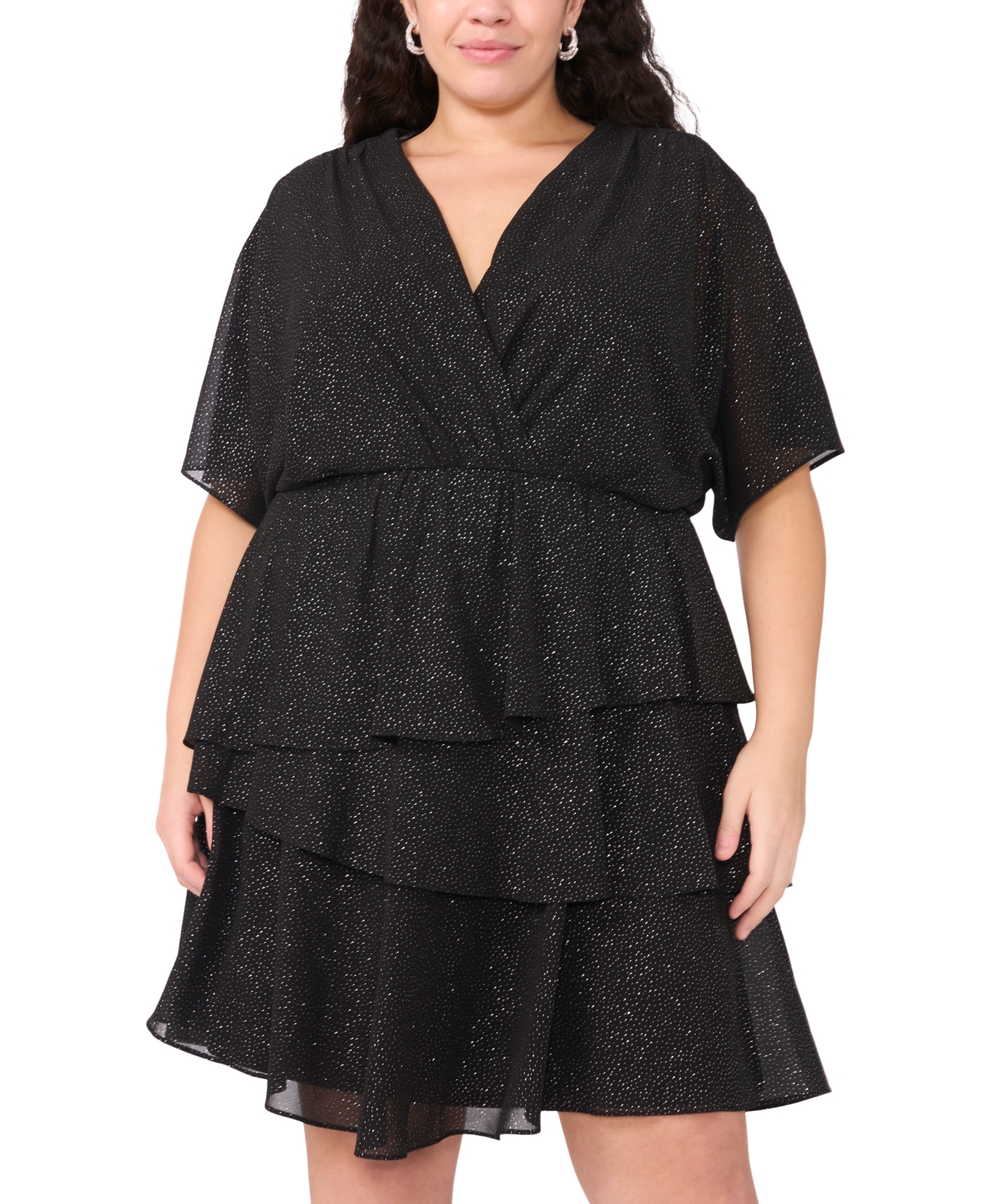 Msk Plus Size Glitter Chiffon Fit & Flare Dress