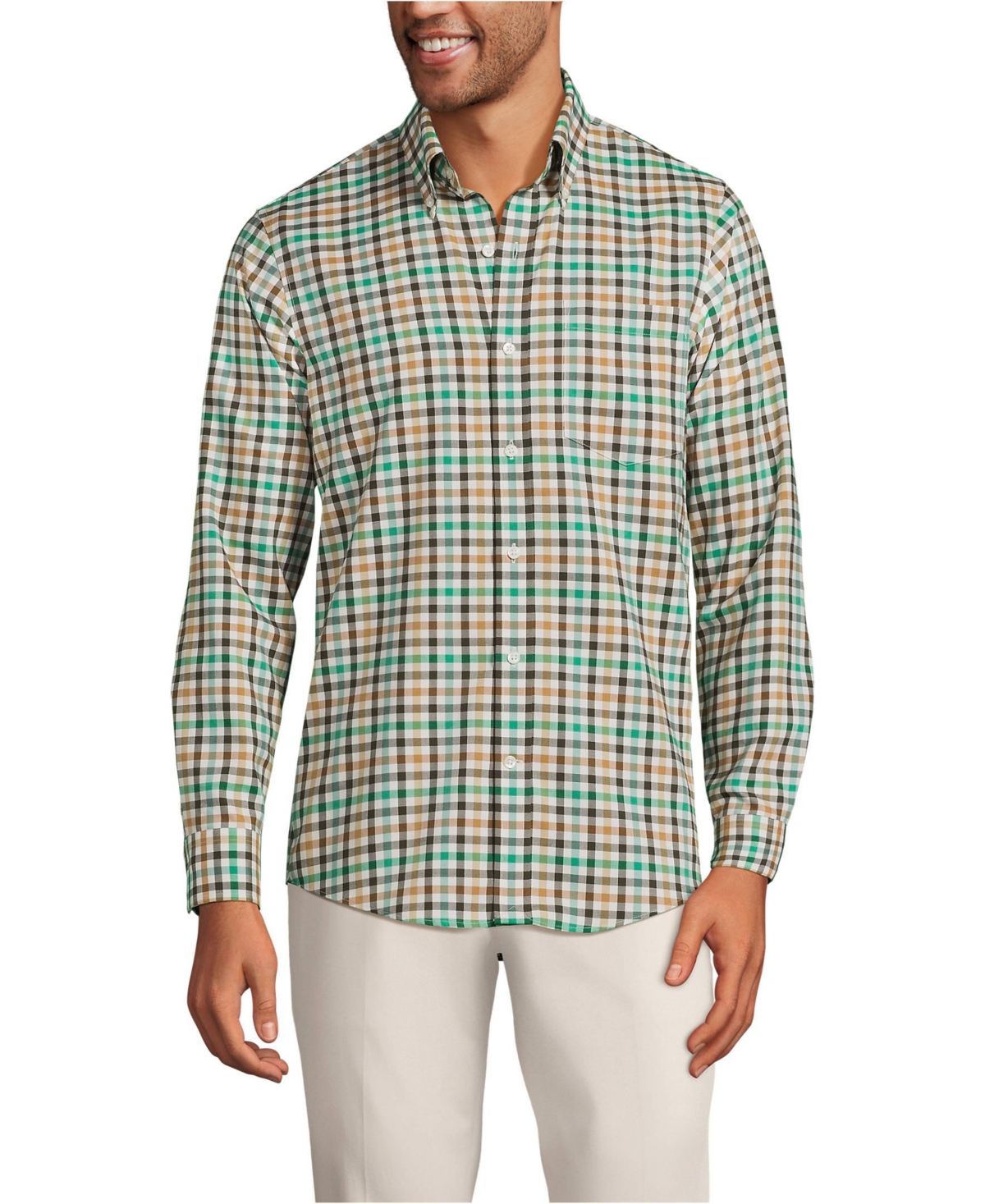 Men's Traditional Fit No Iron Twill Shirt - Rain storm blue windowpane