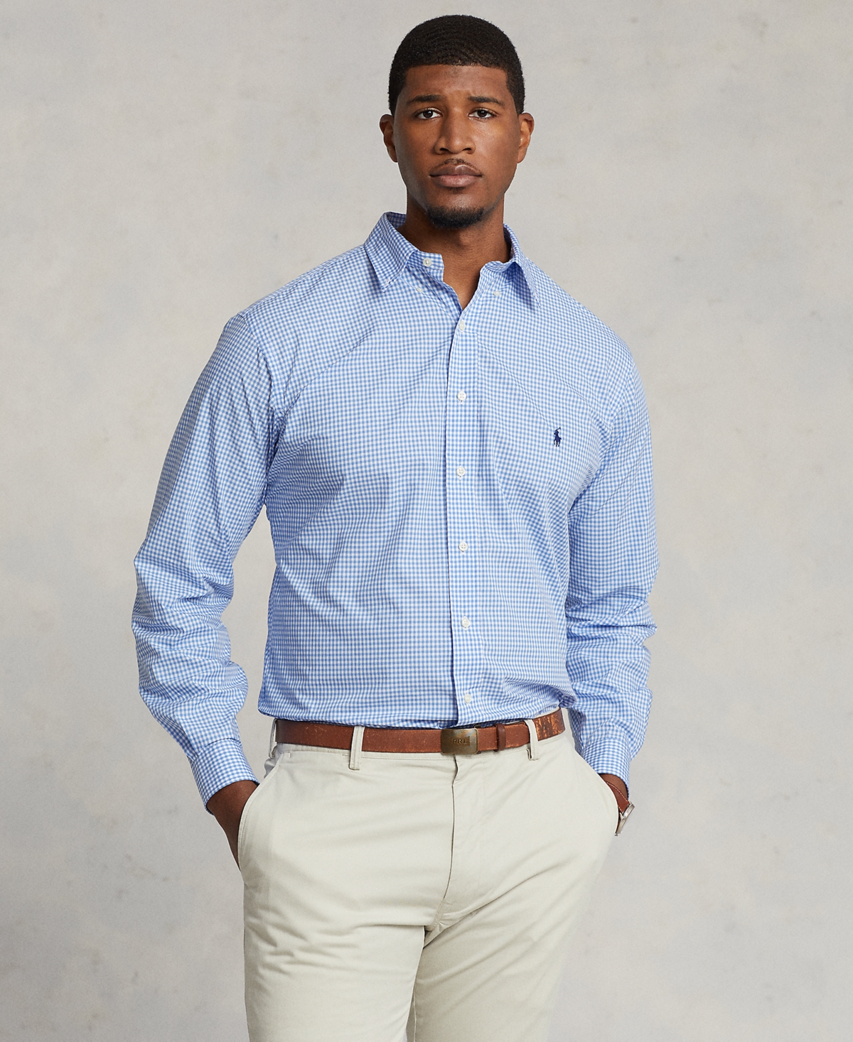 Polo Ralph Lauren Men's Big & Tall Classic-Fit Poplin Shirt -white Check