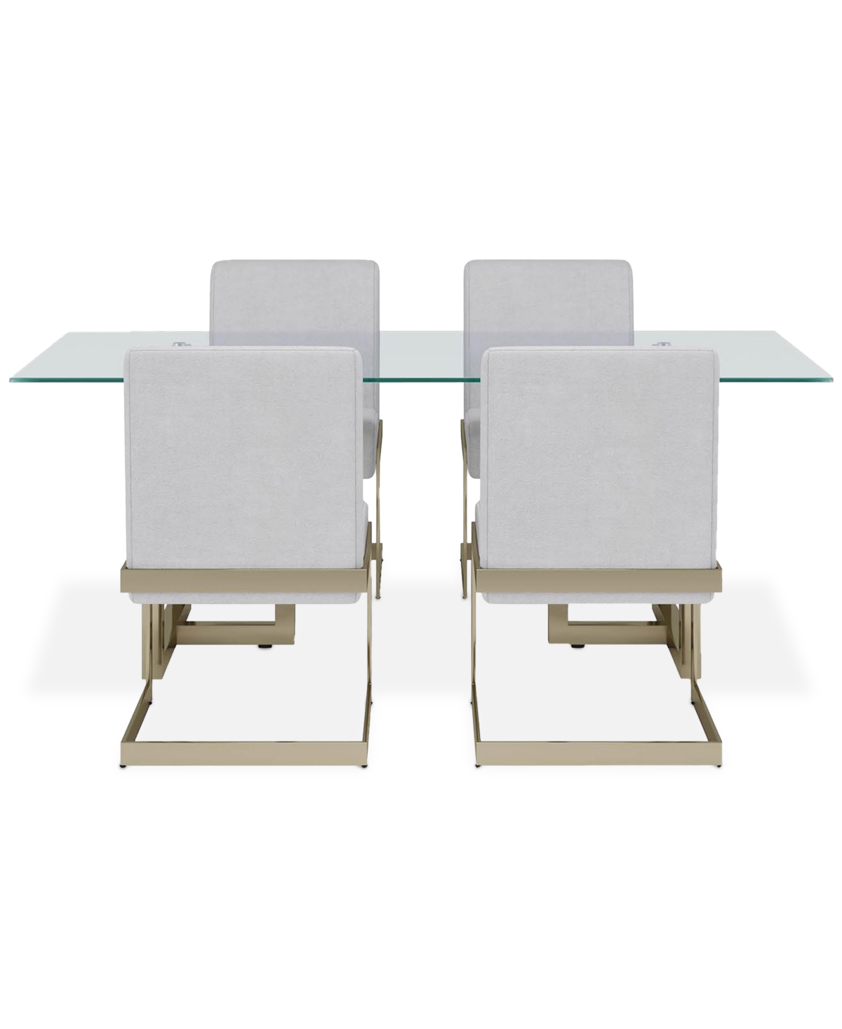 Macy's Emila 5 Pc. Dining Set (rectangular Table & 4 Chairs), Created For  In Clear Glass With Champagne Base